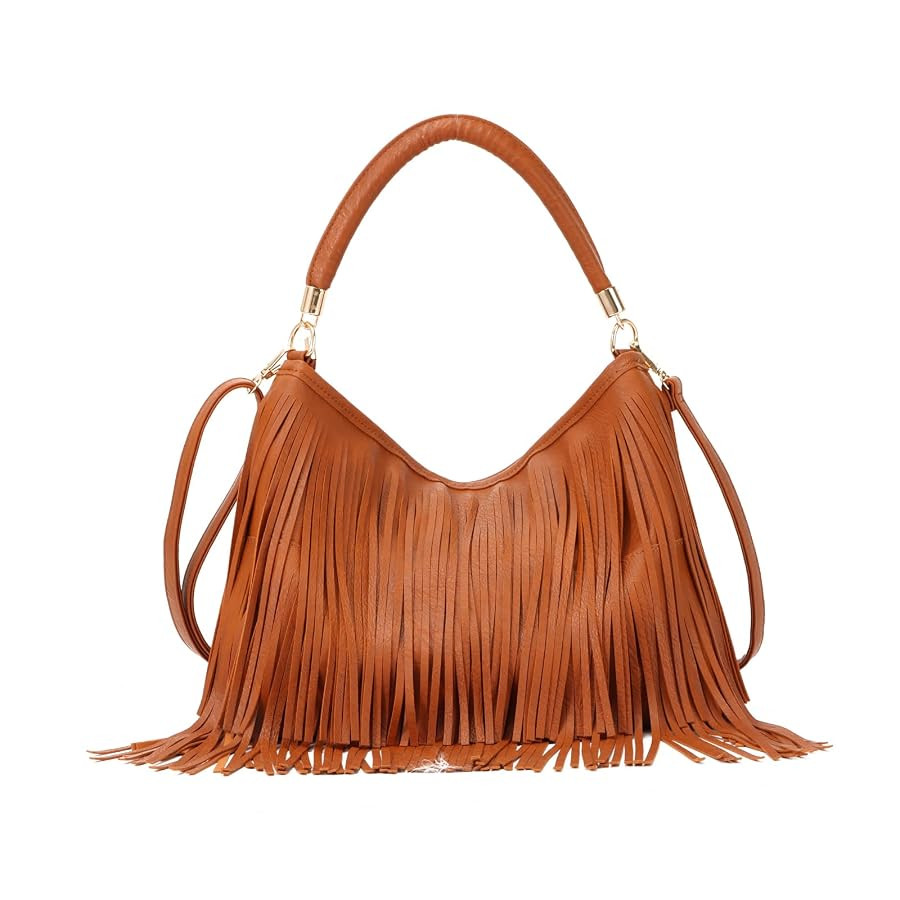 Emprier Fringe Shoulder Bag for Women Soft PU Leather Hobo Satchel Handbag Vintage Tassel Tote Ba... | Amazon (US)
