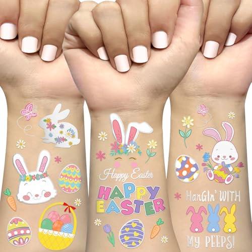Easter Temporary Tattoos, 56 Glitter Styles Easter Bunny Decorations, Easter Egg Fillers, Easter ... | Amazon (US)