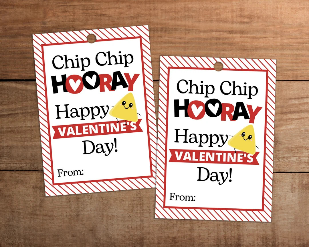 Valentine Gift Tag for Potato Chips Treat Chip Chip Hooray Printable for Kids Teachers Staff Empl... | Etsy (US)