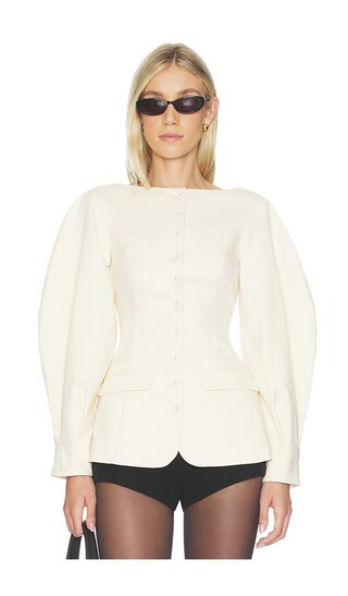 Cocoon Sleeve Peplum Blazer in Ivory | Revolve Clothing (Global)