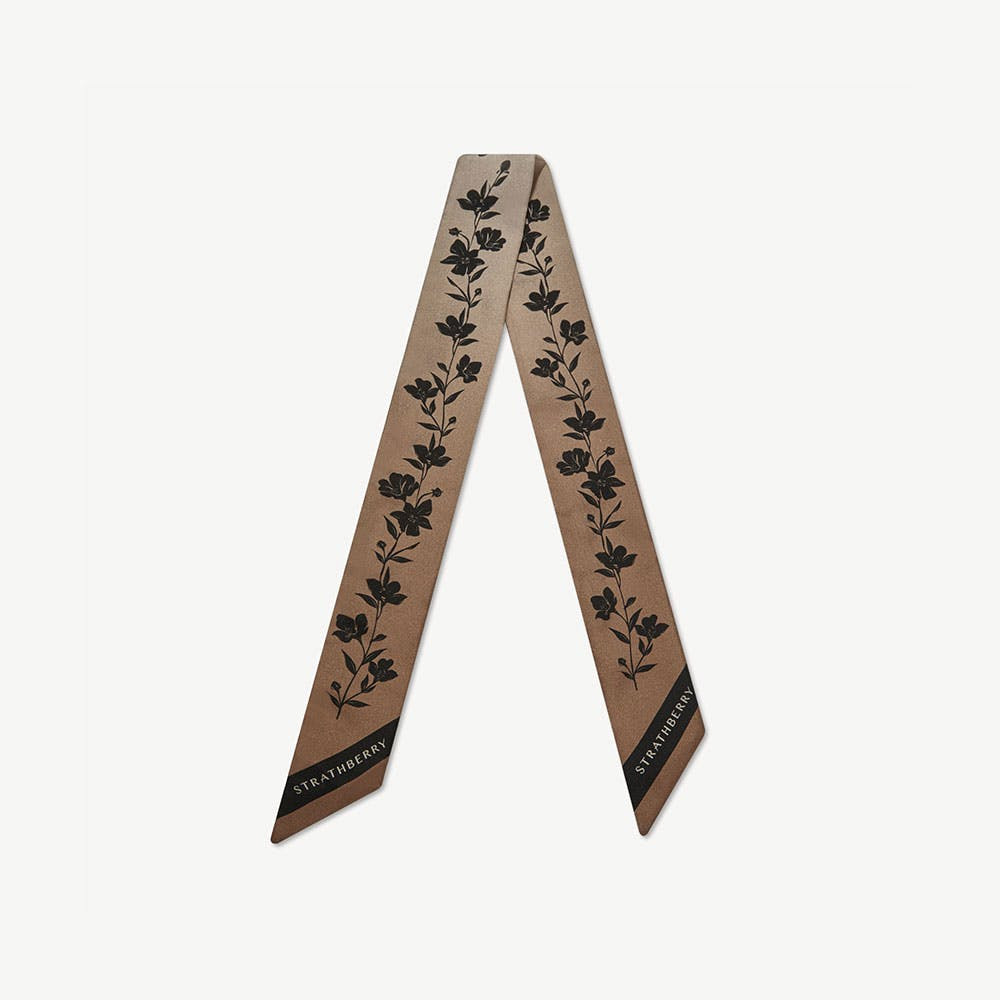Strathberry - Silk Skinny Scarf - Brown / Neutrals | Strathberry