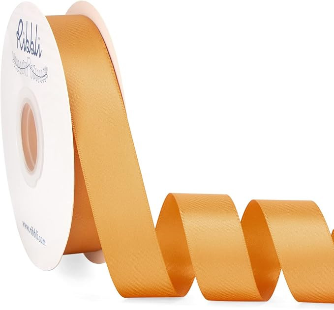Ribbli Old Gold Satin Ribbon Double Faced Satin 1 inch x Continuous 50 Yards-Old Gold Ribbon for ... | Amazon (US)