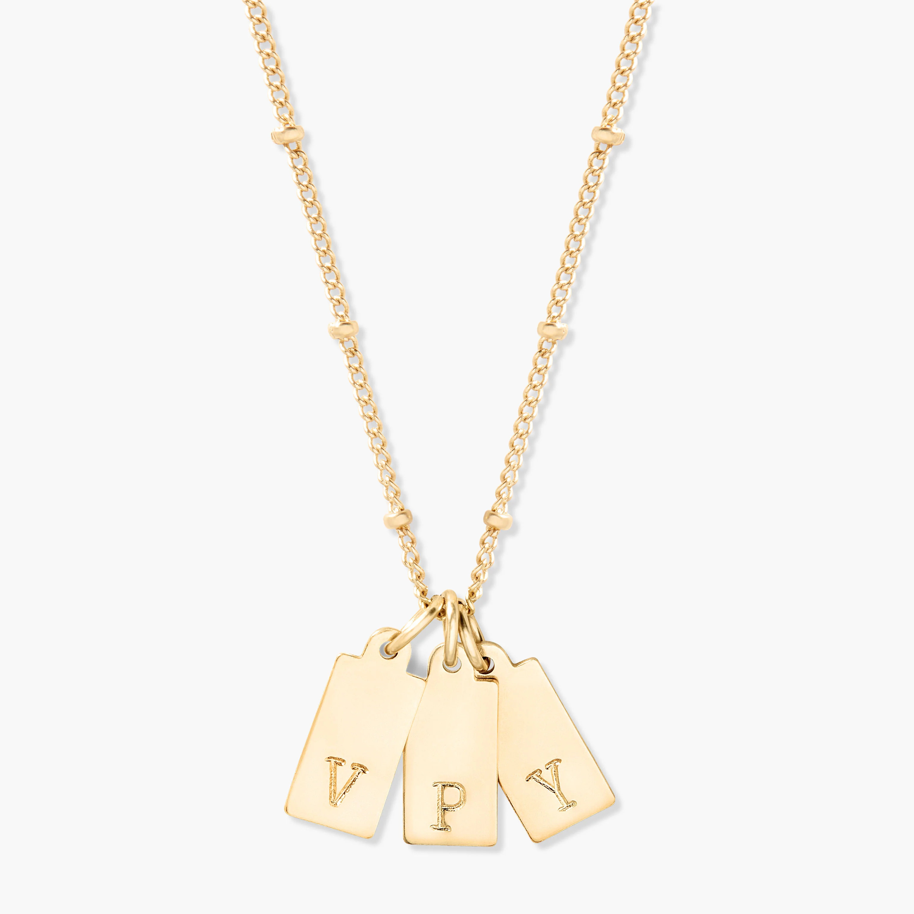 Madeline Rectangle Three Initial Pendant | Brook and York