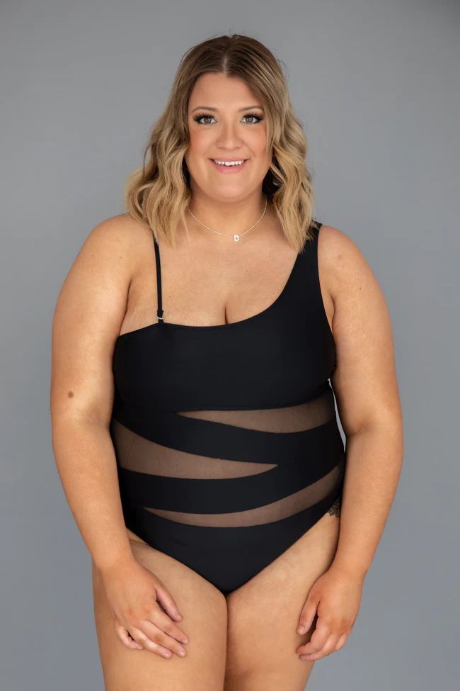 Meet Me At Waikiki Black One Shoulder Swimsuit | The Pink Lily Boutique