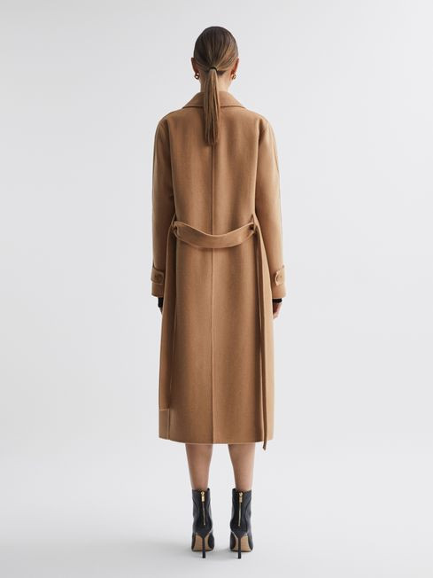 Reiss Camel Emile Petite Wool Belted Blindseam Coat | Reiss UK