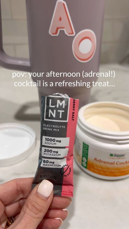 A (healthy!) cocktail habit🧡instead of an afternoon iced coffee or tea I’ve been stirring up a Jigsaw Adrenal Cocktail, one scoop mixed with my favorite @lmnt electrolytes for additional hydration and mineral support. Just one of the small changes that make a big impact recommended to me during @whitnessnutrition NourishMET program🙌🏼

🧡What exactly is an adrenal cocktail and what are the benefits?! 

It contains whole food Vitamin C, Redmond’s Real Salt & Potassium Bicarbonate, which promotes adrenal health to support the production of many important hormones, a balanced response to stress, and energy production. A perfect little pick me up✨ 

#adrenalcocktail #over40fitness #over40health #whitnessnutrition #lmnt #jigsawhealth 

#LTKfindsunder50 #LTKover40 #LTKfitness