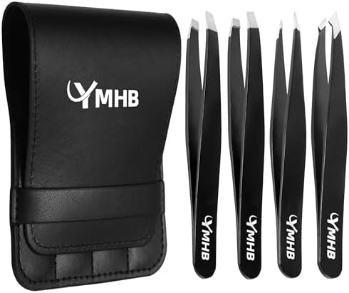 Tweezers Set - 4Pcs Stainless Steel Eyebrow Tweezers, Great Precision for Facial Hair, Splinter a... | Amazon (US)