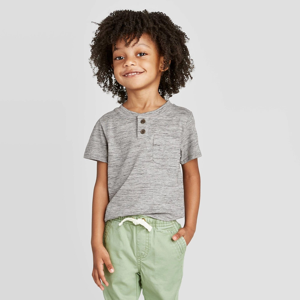 Toddler Boys' Henley T-Shirt - Cat & Jack Gray 5T | Target