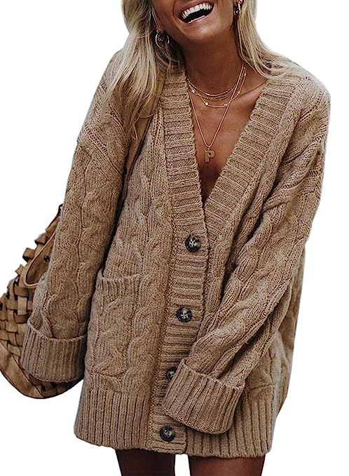 Elapsy Womens Dolman Long Sleeve Open Front Knit Cardigan Sweaters S-XXL | Amazon (US)