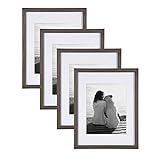 DesignOvation Gallery 11x14 matted to 8x10 Wood Picture Frame, Set of 4, Gray, 4 Count | Amazon (US)