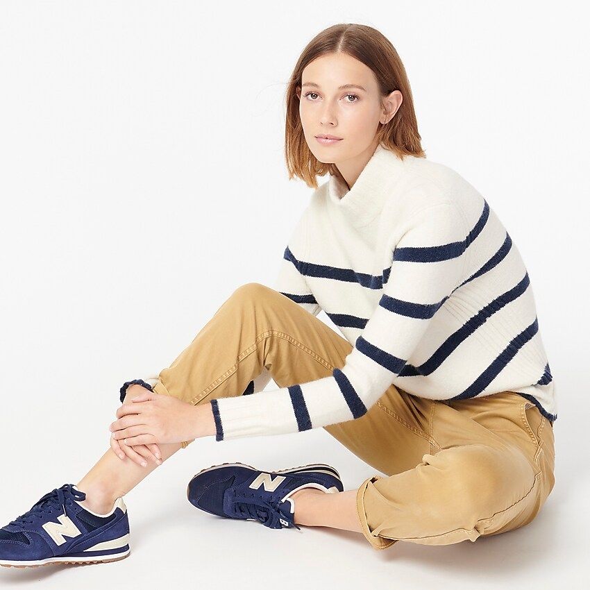 Mockneck sweater in striped supersoft yarn | J.Crew US