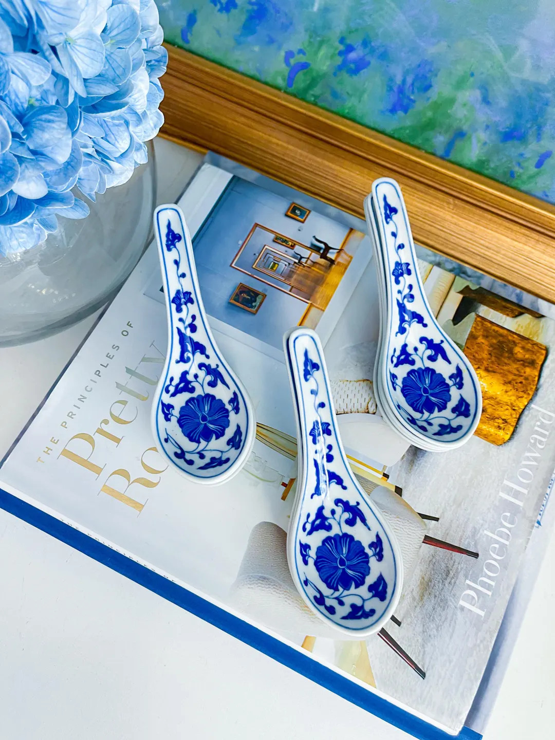 Set of 4 Vintage 10 Blue and White Food Safe Soup Spoons Chinoiserie Chic, Grandmillennial Style ... | Etsy (US)