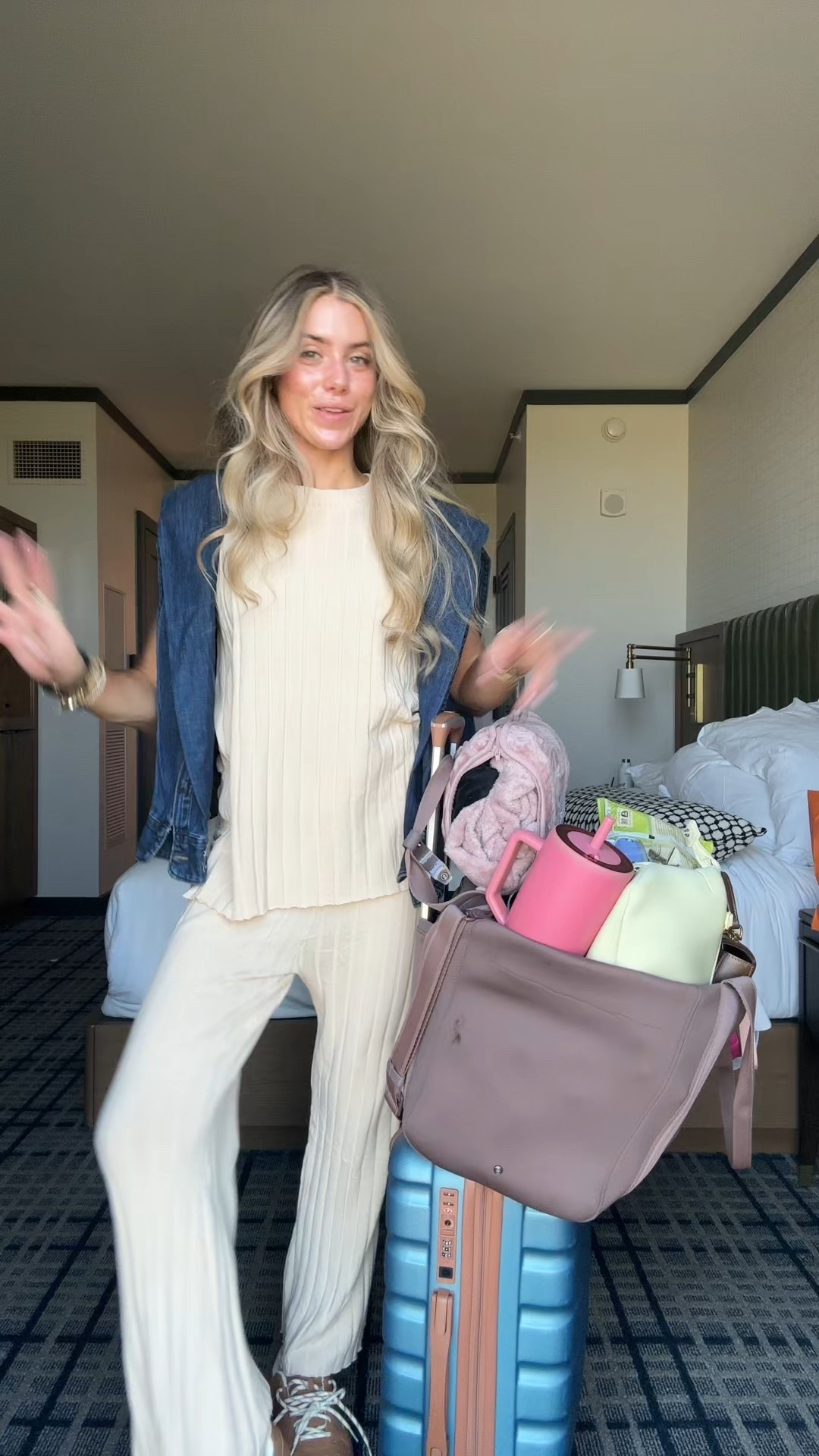 TRAVEL OUTFIT from Dallas to back home from LTK CON. #ltkcon Amazon size small Tankaneo Two Pieces Outfits Sleeveless Top Knit Sets Trendy Lounge Long Pajamas Set. My denim top is size medium from Abercrombie. My sneakers are Walmart look for less miumiu dupes. 

Travel outfit, airport outfit, Amazon fine, found it on Amazon, matching set, airport, outfit info, travel, outfit, ideas #outfit #fashion #style #ootd #ootn #outfitoftheday #fashionstyle  #outfitinspiration #outfitinspo #tryon #tryonhaul #lookbook #outfitideas #currentlywearing #styleinspo #outfitinspiration outfit, outfit of the day, outfit inspo, outfit ideas, styling, try on, fashion, affordable fashion. 

#LTKFindsUnder50 #LTKTravel #LTKShoeCrush