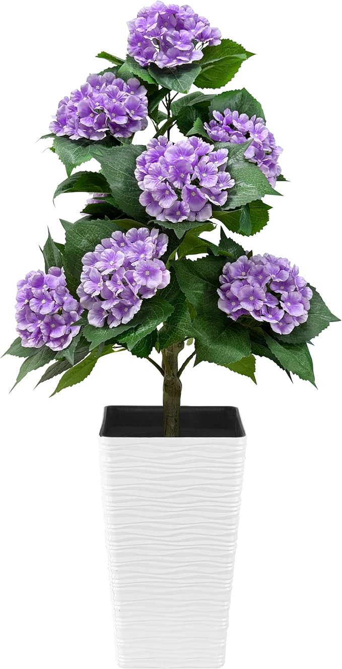 46 Inch Artificial Purple Hydrangea Tree, Fake Hydrangea Flower Tree with Planter, Decorative Top... | Amazon (US)
