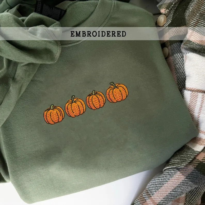 Halloween Pumpkin Embroidered Sweatshirt, Cute Pumpkins Crewneck, Spooky Season Apparel, Perfect ... | Etsy (US)