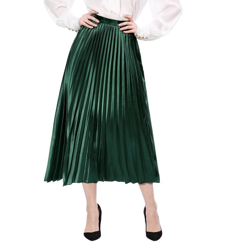 Allegra K Women's Saint Patrick's Day Elastic Waisted Accordion Pleated Metallic Skirt | Target