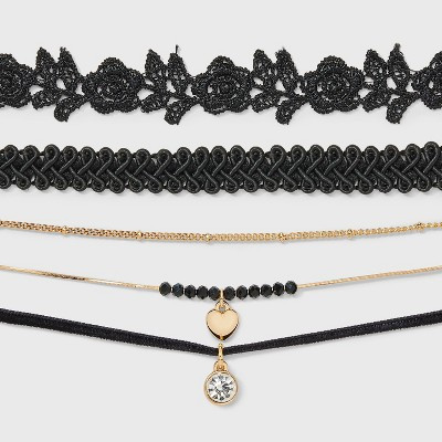 Edgy Trim and Chain Choker Set 5 pc - Wild Fable™ Black/Gold | Target