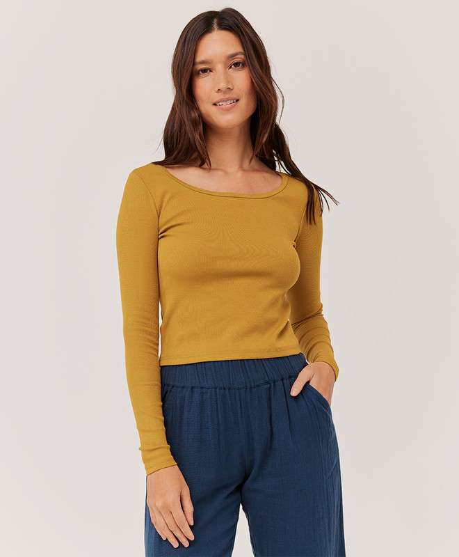 ribbed crop long sleeve top | Pact Apparel