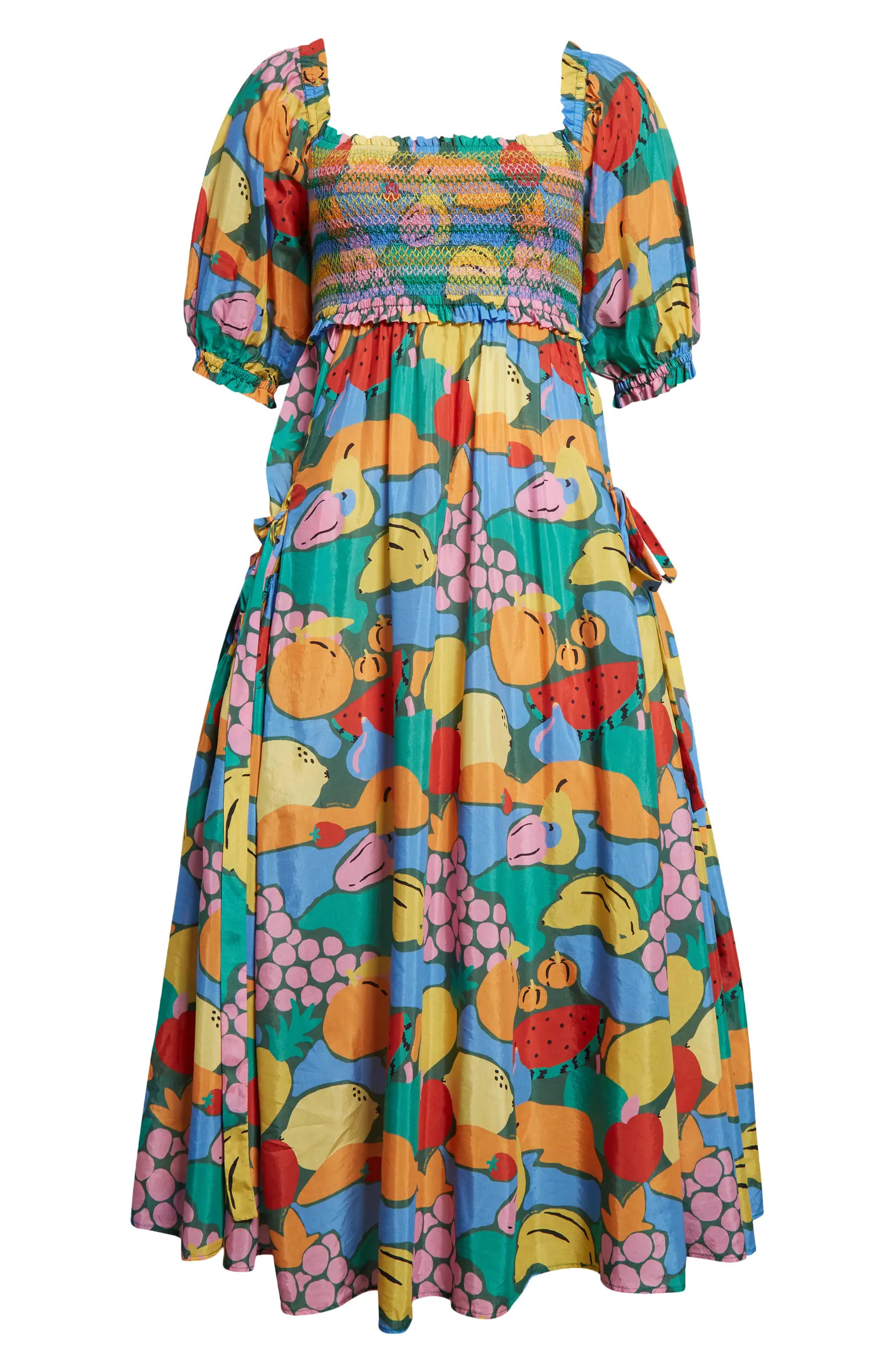 Fruit Landscape Cotton Blend Midi Dress | Nordstrom