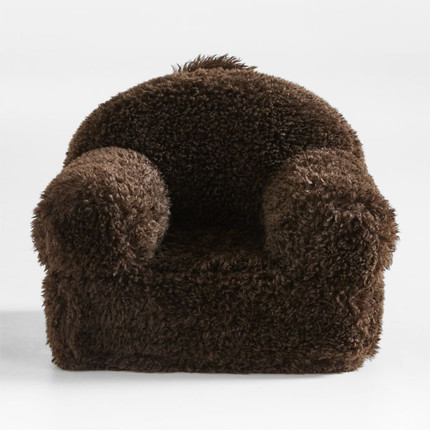 Small Sesame Brown Mongolian Faux Fur Kids Lounge Nod Chair | Crate & Kids