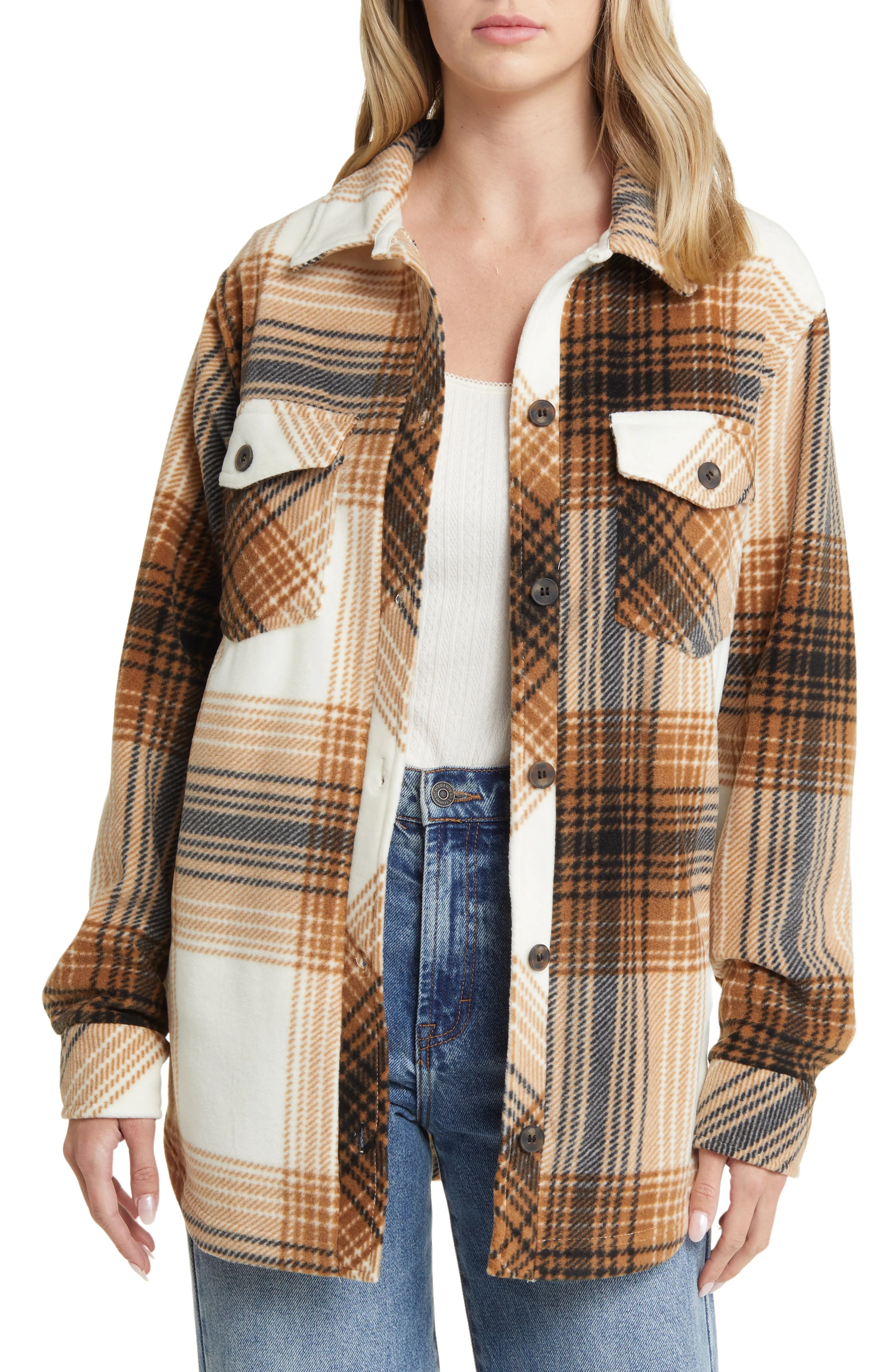 Plaid Polar Fleece Shacket | Nordstrom