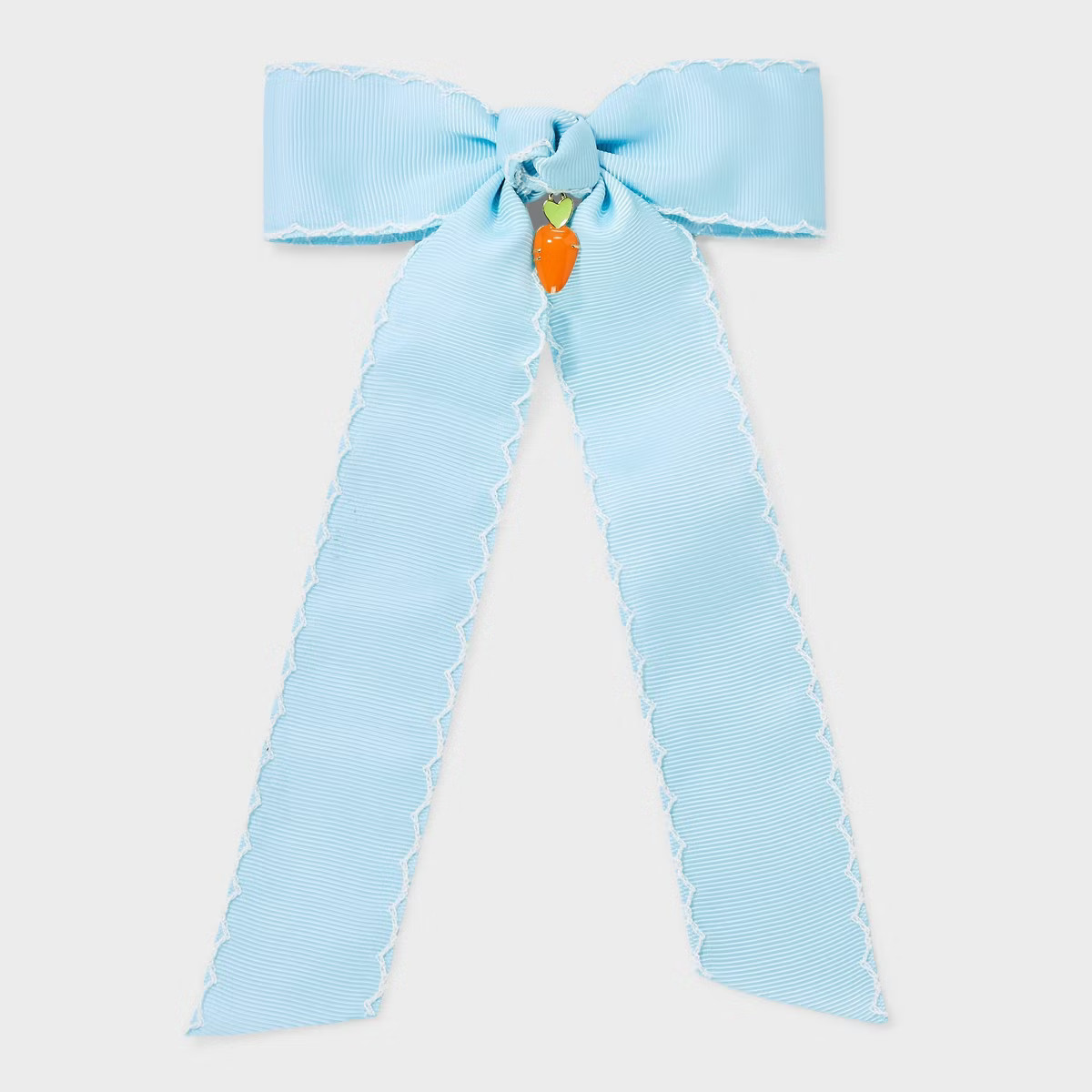Easter Solid with Carrot Icon Bow Hair Clip - Blue/Orange: Fashion Snap Barrette, Polyester & Iro... | Target