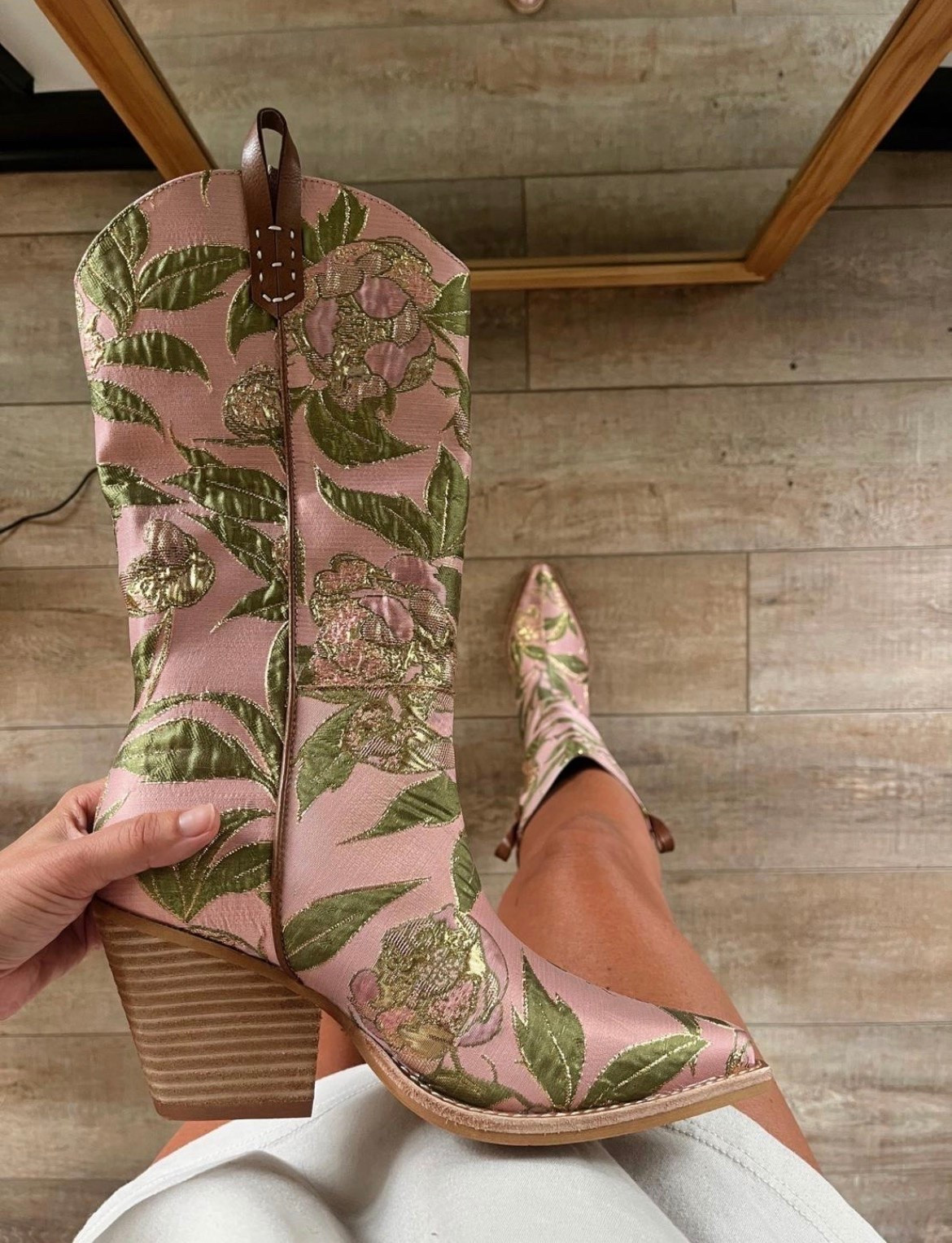 Pink floral tapestry boot with gold details! Aren’t these gorgeous?? If between sizes, size up!

#LTKootd #LTKgrwm #LTKSeasonal