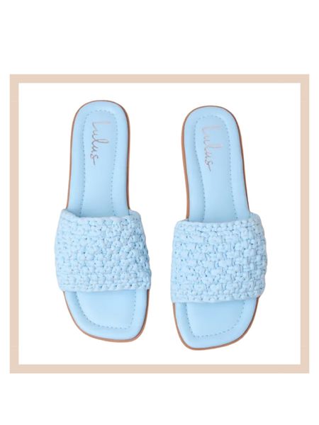 Blue woven flat slide on sandals 

#LTKshoecrush #LTKstyletip #LTKfindsunder100