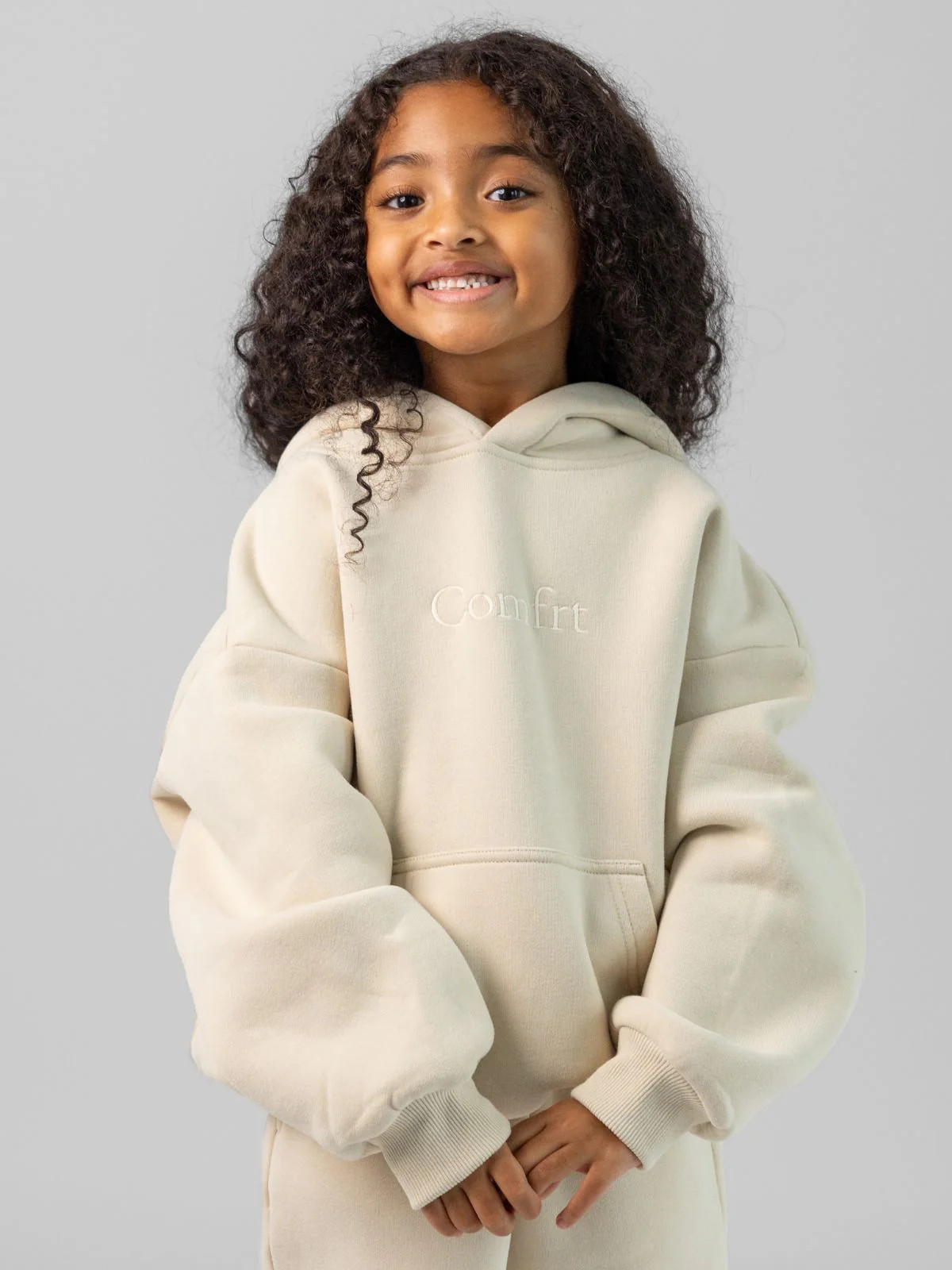 Comfrt Signature Kids Hoodie | Bone | Ivory | Oversized | M | Medium | Comfrt