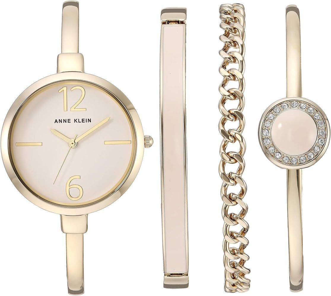 Anne Klein Women's Bangle Watch and Premium Crystal Accented Bracelet Set | Amazon (US)