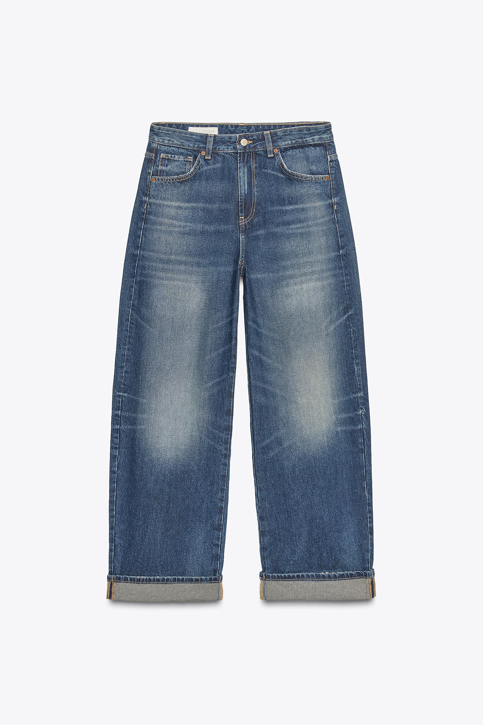 TRF MID-WAIST BAGGY FOLDED JEANS | Zara UK