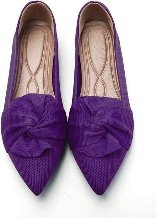 HIULYCENCE Flats for Women Pointed Toe Ballet Flats | Comfortable Knit Breathable Dressy Casual F... | Amazon (US)