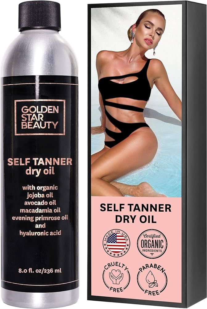 Self Tanner Oil - Natural Sunless Tanning Spray w/Hyaluronic Acid and Organic Oils, Clear Gradual... | Amazon (US)