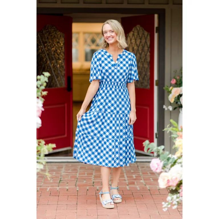 The Pioneer Woman Tiered Dress with Elbow Flutter Sleeves, Women's | Walmart (US)