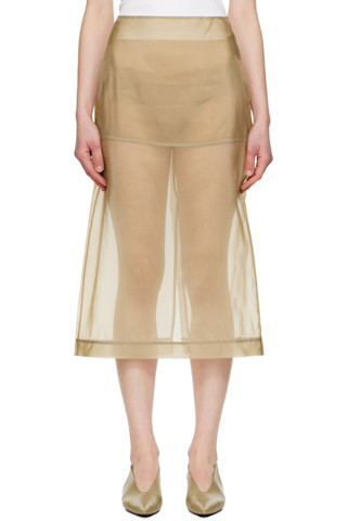 The Frankie Shop - Beige Peri Sheer Midi Skirt | SSENSE