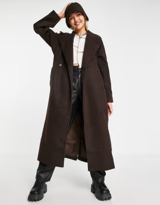 Weekday Kia recycled  wool belted coat in brown | ASOS | ASOS (Global)