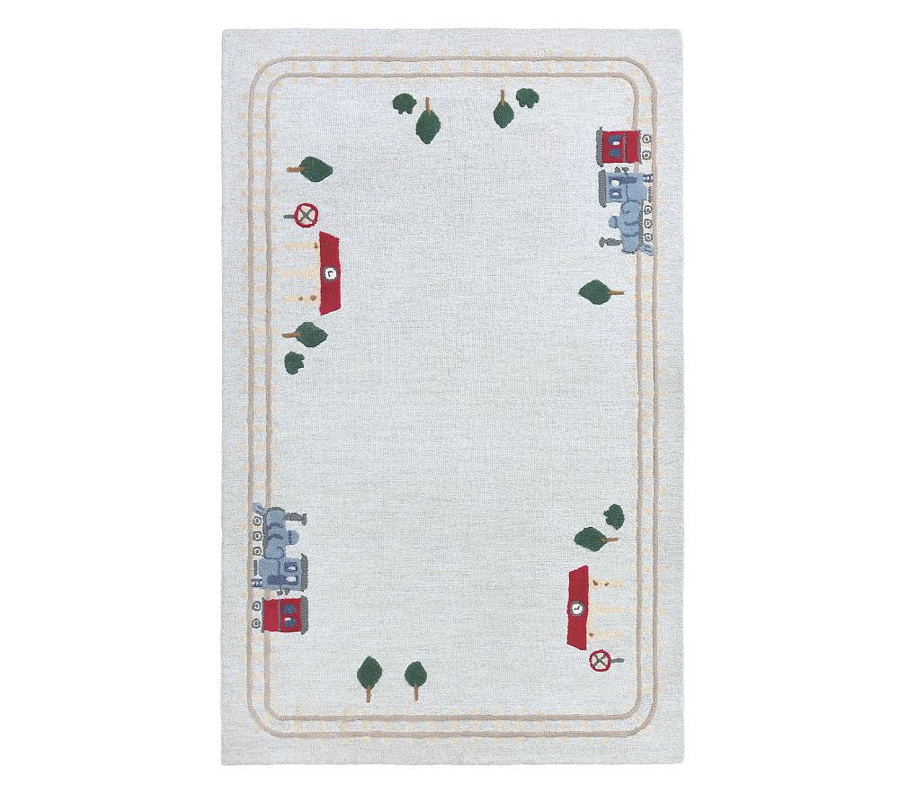 Interactive Play Train Border Wool Rug | Pottery Barn Kids