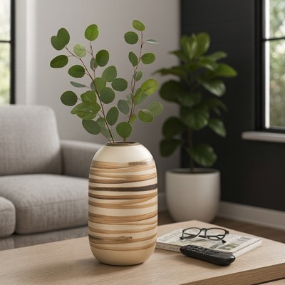 Elegant Glass Vase with Ring Pattern for Living Room and Home Decor - Decorative Flower Vase for Bookshelf, Bedroom, or Office - 14", Gold & Metallic | Target