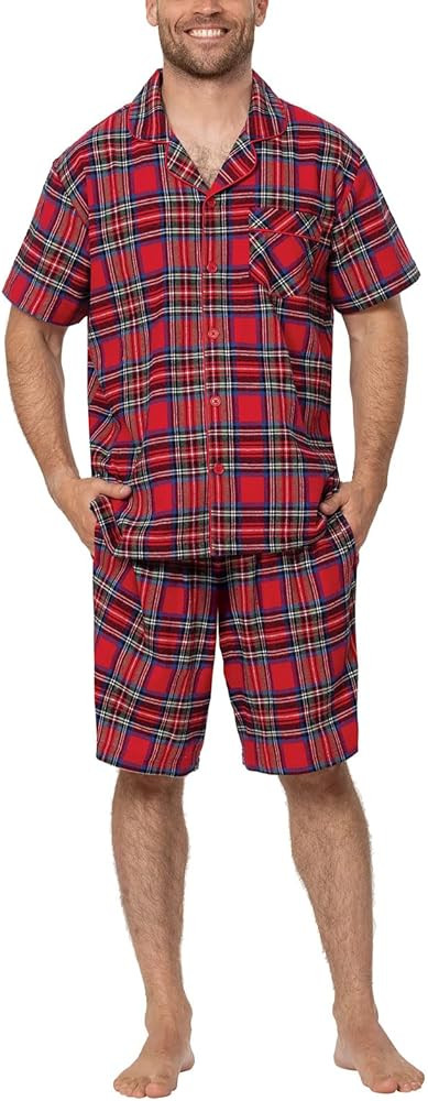PajamaGram Conjunto de pijama corto para hombre - Conjunto de pijama de algodón 100% algodón | Amazon (US)