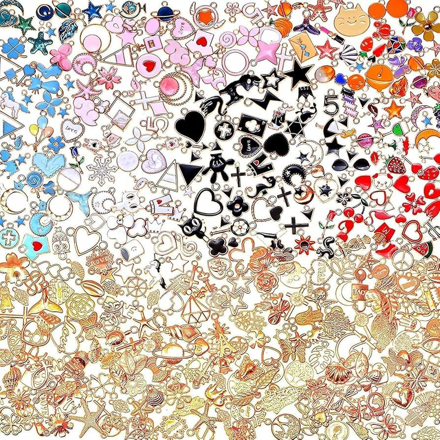 400Pcs Charms for Jewelry Making, Assorted Enamel Bracelet Bangle Charms, Mixed Bulk Metal Neckla... | Amazon (US)