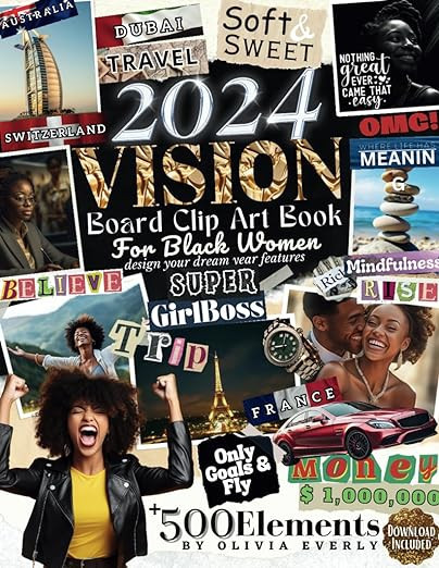 2024 Vision Board Clip Art Book for Black Women: Create your vision, Design your destiny, Manifes... | Amazon (US)