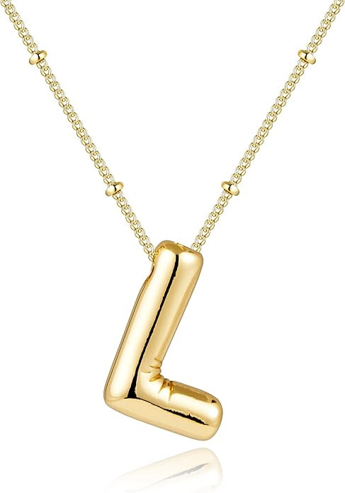 Inerney Christmas Gifts Stocking Stuffers for Women, Gold Bubble Letter Necklace Initial Necklace... | Amazon (US)