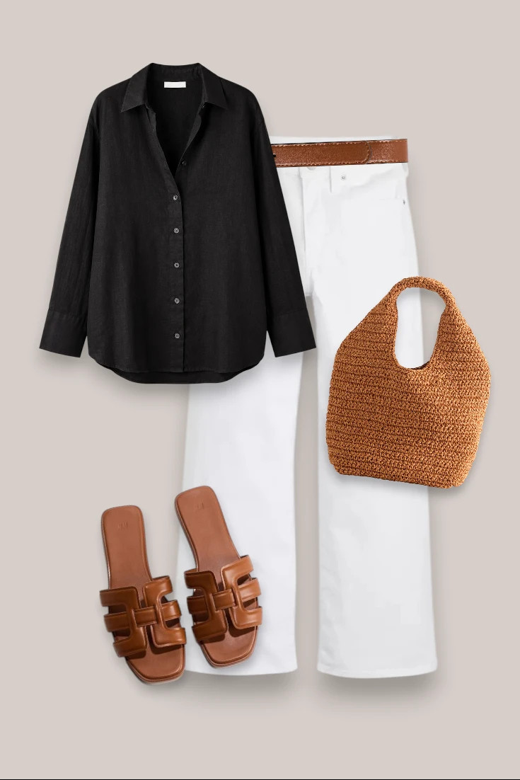 White jeans outfit with black shirt

#LTKsummer #LTKjeans #LTKover50style