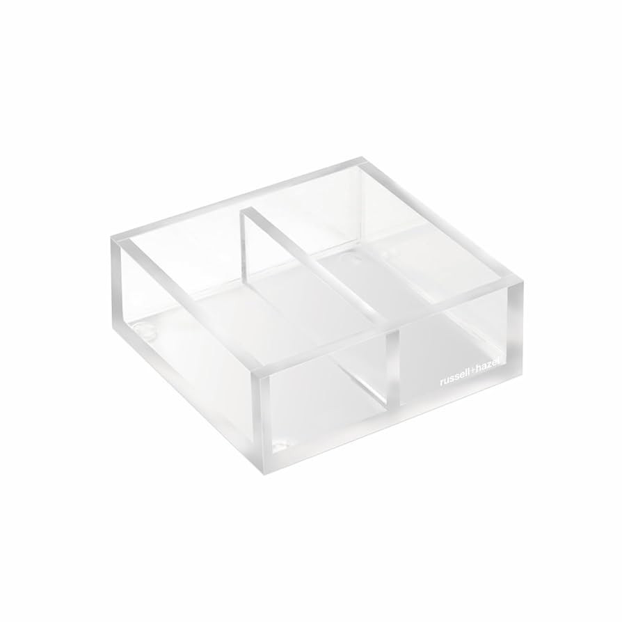 RUSSELL+HAZEL Acrylic Twin Bloc Small Desktop Organizer, Clear, 4” x 4” x 1.5” | Amazon (US)