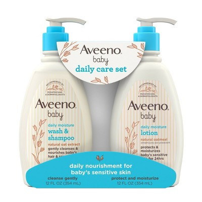 Aveeno Baby Daily Care Gift Set Includes Daily Moisturizing Body Lotion & 2-in-1 Baby Bath Wash & Shampoo - 2 ct | Target