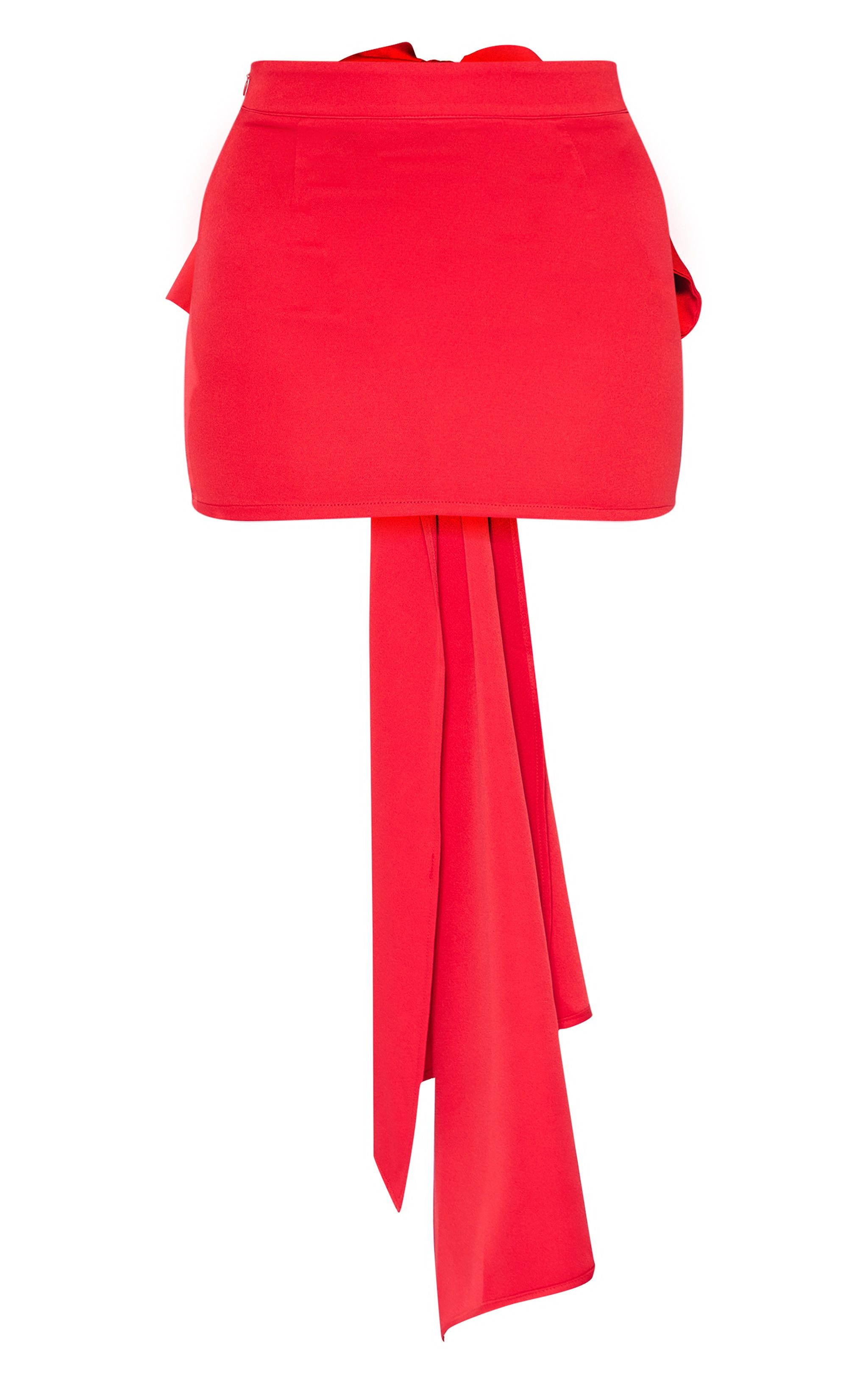 Red Oversized Bow Detail Mini Skirt | Bottoms | PrettyLittleThing US