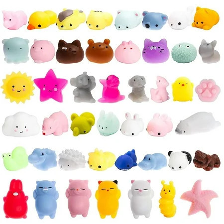 Squishy Toys Party Favors for Kids - Squishys 36 Pack Mini Mochi Squishies, Pinata Filler Treasure Box Prizes Classroom Unicorn Cat Stress Reliever Pug Stuffed Animal Silicon Panda Plushies | Walmart (US)