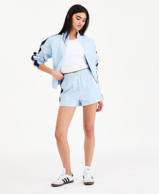 Women's Side-Striped Track Shorts | Macy's