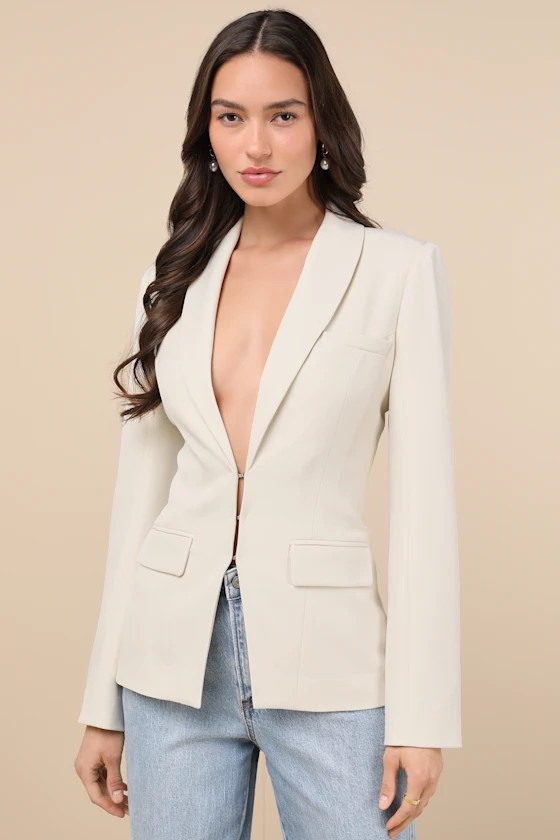 Polished Icon Cream Fitted Blazer | Lulus
