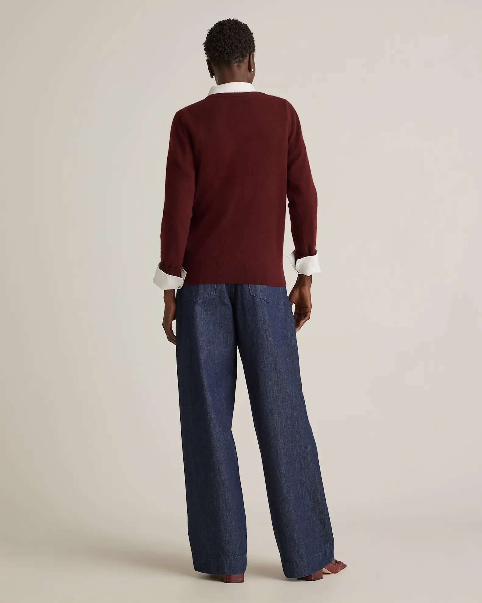 Mongolian Cashmere Crewneck Sweater in Rich Burgundy | Quince